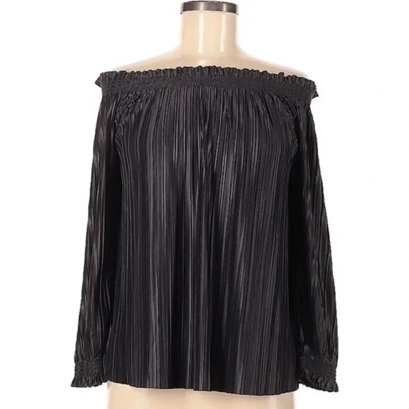 Banana Republic | Striped Off The Shoulders Long Sleeve Blouse Size M Medium - Picture 2 of 3